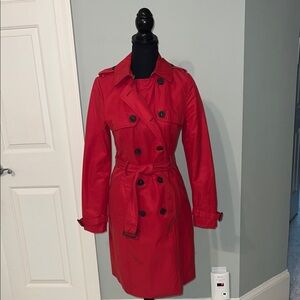 Antonio Melani Red Double-Breasted Trench Coat, XS